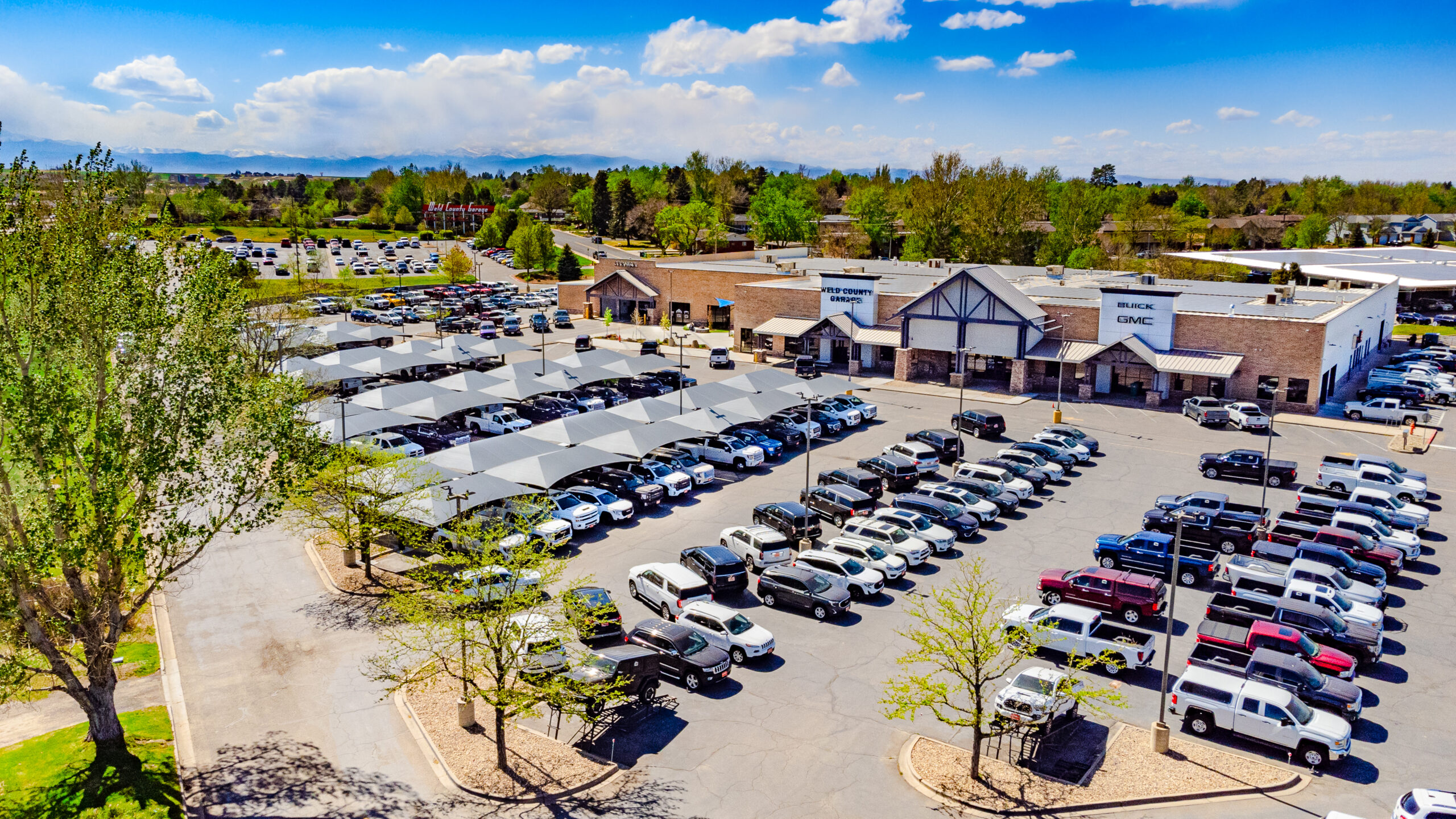 Aerial view of Weld County Garage GMC, Greeley Colorado, 2022